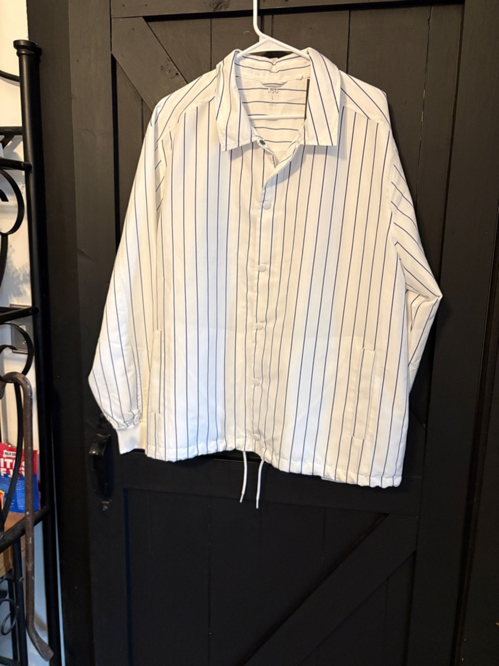 DSG White Jacket with Navy Pinstripes